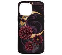 Mystical Crescent Moon e Floral Gothic Dark Botanical Custodia per iPhone 13 Pro Max