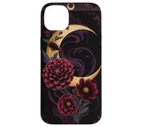 Mystical Crescent Moon e Floral Gothic Dark Botanical Custodia per iPhone 14 Plus
