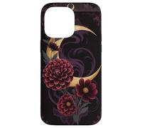 Mystical Crescent Moon e Floral Gothic Dark Botanical Custodia per iPhone 14 Pro Max