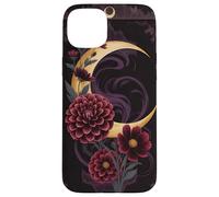 Mystical Crescent Moon e Floral Gothic Dark Botanical Custodia per iPhone 15 Plus