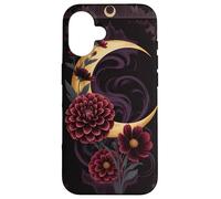 Mystical Crescent Moon e Floral Gothic Dark Botanical Custodia per iPhone 16