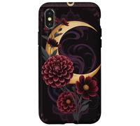 Mystical Crescent Moon e Floral Gothic Dark Botanical Custodia per iPhone X/XS