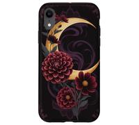 Mystical Crescent Moon e Floral Gothic Dark Botanical Custodia per iPhone XR