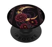 Mystical Crescent Moon e Floral Gothic Dark Botanical PopSockets PopGrip Adesivo
