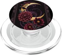 Mystical Crescent Moon e Floral Gothic Dark Botanical PopSockets PopGrip per MagSafe