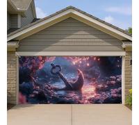 Mystical Enchanted Ocean Anchor Grande copertura per porta del garage, fantasia magica luminosa, sfondo decorativo per esterni e interni, per feste invernali stagionali, 400 x 180 cm