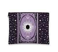 Mystical Eye Design - Trousse da viaggio per cosmetici, viola cosmica astrologia, da donna, piccola borsa portatile in tela con cerniera, regalo celeste, Viola, 7x9 Inch