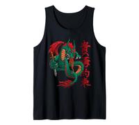 Mystical Fire Breathing Dragon Giapponese Kanji Style Art Canotta