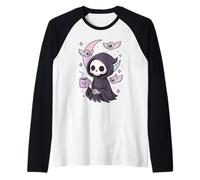Mystical Grim Reaper, amante del caffè, pastello Nu Goth Maglia con Maniche Raglan