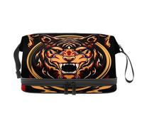 Mystical Lion - Trousse a doppio strato per cosmetici per donne e ragazze, borsa da viaggio per trucchi, pratica borsa organizer con scomparto per pennelli, Multi, 27x15x14 cm/10.6x5.9x5.5 in, Beauty