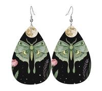Mystical Luna Moth With Moon Phase, Flowers & Stars Art Orecchini Moda Orecchini In Pelle Leggera Orecchino In Pelle Per Cosplay Feste