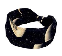Mystical Moon in Space Astrology Pattern Wide Headbands for Women Yoga Workout Head Bands Wide Elastic Hair Bands for Wash Face Makeup