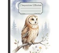 Mystical Owl Night Composition Notebook: Elegant Watercolor Owl on Moonlit Forest Branch - Perfect for Writing, School, or Personal Notes, College Ruled, 7.5 × 9.25 inches, 120 Pages