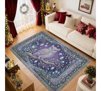 Mystical Owl Woodland Decor Christmas Area Tappeto 15,2 x 17,8 cm | Fantasioso tema bosco, illustrazione botanica viola intenso, bordo decorativo ornato, decorazione per la casa invernale