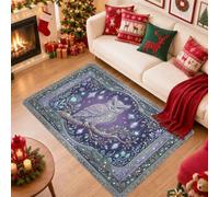 Mystical Owl Woodland Decor Tappeto Area Natale 12,2 x 18,2 cm | Fantasioso tema bosco, illustrazione botanica viola intenso, bordo decorativo ornato, decorazione per la casa invernale