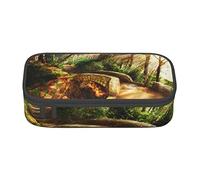 Mystical Park Old Trees and Ancient Stone Bridge Astuccio speciale per ragazze e ragazzi, astuccio grande per matite grande astuccio per matite, cancelleria per studenti astuccio per matite con cern
