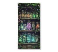Mystical Pozione Porta Banner Decorativo, Enchanted Green Glass Jars Nature Decor, Indoor Outdoor Halloween Autunno Hanging Sfondo 91x182 pollici