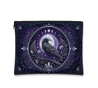 Mystical Raven and Moon - Beauty case gotico con citazione celestiale, 18 x | Design celeste gotico, borsa cosmetica, fasi lunari e cristalli, atmosfera mistica notturna, organizzazione pronta per i