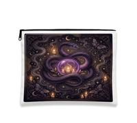 Mystical Snake - Beauty case con sfera di cristallo, stile gotico, 18 x 22 | Arte mistica gotica, borsa per cosmetici, accessorio per la casa strega, tema occulto scuro, accenti falena celeste
