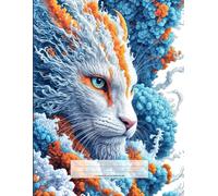 Mystical Swirl Cat Notebook: Wide Ruled 8.5 x 11 Inches | 110 Pages for Writing and Dreamy Inspiration | Surreal Orange and Teal Feline Design