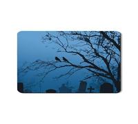 Mystical - Tappetino scolapiatti per bancone della cucina, con sagoma di albero blu, in gomma assorbente, tappetino scolapiatti per scolapiatti autunnale, in pelle PU, 30,5 x 50,8 cm