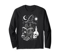 Mystical Witch Cat Tarocchi Stregoneria Wicca Gothic Maglia a Manica