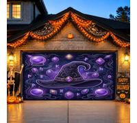 Mystical Witch Hat and Runes - Copertura per porta del garage, per | Cristalli magici, Bandiera per porta del garage, rune antiche, sfere di cristallo luminose, atmosfera mistica