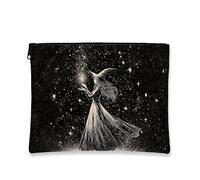 Mystical Witch - Trousse per trucchi da donna, organizer portatile in tela con cerniera, per articoli da toeletta di Halloween, oggetti essenziali da viaggio incantati, nero, 7x9 Inch, Strega