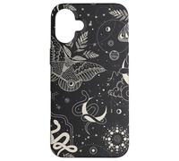 Mystical Witchcore, motivo: falena della notte celeste e serpente Custodia per iPhone 16 Plus