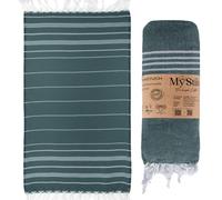 MyStilo Telo da sauna XXL per hammam, asciugamano grande e morbido, 100 x 200 cm, ad asciugatura rapida, asciugamano da spiaggia di alta qualità, per uomini, donne, yoga e fitness (blu petrolio)