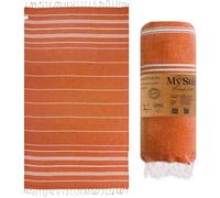MyStilo Telo da sauna XXL per hammam, asciugamano grande e morbido, 100 x 200 cm, ad asciugatura rapida, asciugamano da spiaggia di alta qualità, per uomini, donne, yoga e fitness (arancione)