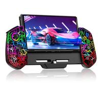 MystNova Controller interruttore, effetto hall, joystick per Nintendo Switch/OLED, con presa standard, senza fili, con luci a LED, nessuna deriva modalità a distanza portatile (nero-crepa)