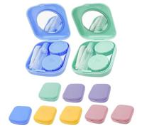 MYSUNBAR 10 contenitori per lenti a contatto, con pinzette, bottiglia di estrusione, ventose e specchio, multicolore, Organizer per borse