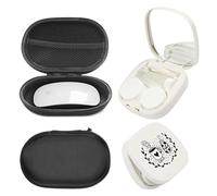 MYSUNBAR 2 in 1 custodia per occhiali e contenitore per lenti a contatto, set di contenitori per lenti a contatto con specchio per rimuovere pinzette, tasca a rete, custodia leggera per occhiali per