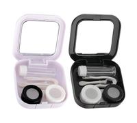 MYSUNBAR Confezione da 2 contenitori per lenti a contatto, custodia per lenti a contatto con specchio, portatile, set con rimozione, strumento, pinzette, bottiglia per soluzioni, multicolore,