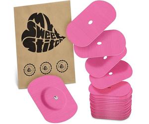 MySweetStitch - 25 x FreeStyle Libre 1 & 2 cerotti sensore, Overpatch ovale Ø 70 x 55mm, con foro di ventilazione, cerotto impermeabile, traspirante, delicato sulla pelle, Rosa