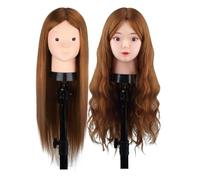 MYSWEETY 20" Testa per Parrucchieri 50% Capelli Umani Reali, Testina Parrucchiere Testa Studio Parrucchiere Manichino Cosmetologia Formazione Pratica Modello Capelli con Morsetto & Strumento A Treccia
