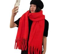 MYSXSWHL Sciarpa Sciarpa in Cashmere Invernale Morbida, Vari Stili, Sciarpa di Nappa Lunga Calda, Scialle Addensato di Mohair per Donne E Ragazze-rosso-40 * 230 Cm