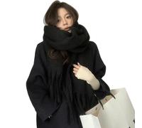 MYSXSWHL Sciarpa Sciarpa in Cashmere Invernale Morbida, Vari Stili, Sciarpa di Nappa Lunga Calda, Scialle Addensato di Mohair per Donne E Ragazze-nero-40 * 230 Cm