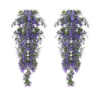 MytaYt 2 Pcs Pianta Finta da Interno ed Esterni Edera Finta Piante Artificiali da Interno Pianta Artificiale Sospesa Piante Finte Cadenti per Corridoi, Decorazioni Murali - 70cm (Blu Viola)