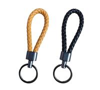 MytaYt 2 Pezzi Intrecciata Portachiavi In Pelle 12cm Portachiavi Intrecciati Uomo e Donna Intrecciata Ciondolo Portachiavi Auto Per Chiavi di Moto Casa e Ufficio Nero e Ocra