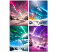 MytaYt 4 Pezzi Diamond Painting 5D Aurora Glacier Diamond Painting Kit Completo Diamond Painting Adulti e Bambini Pittura Diamante Set Completo per la Decorazione Domestica 30x40 cm