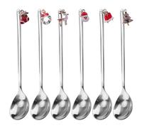 MytaYt 6 Pezzi Cucchiaini da Caffè di Natale Piccoli Cucchiaini Acciaio Inossidabile di Natale Cucchiaini da tè da Dessert con ciondolo di Natale per Natale, Capodanno, Decorazione da Tavolo, Argen