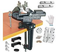 Mytec Morsa da banco o morsa da tavolo, ganasce multifunzionali, morsa combinata multifunzionale con regolazione rapida, morsa universale girevole a 360° con morsetto, 8,3 cm, nero