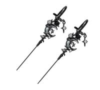 Myth of The Moon Ear Hook Needle Piercing Earring, Star Moon Ear Wrap Crawler Hook Earrings, Creative Star Moon Earrings, Moon Earrings Jewelry Fashion Dangle Stud(Black_One Size)