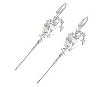 Myth of The Moon Ear Hook Needle Piercing Earring, Star Moon Ear Wrap Crawler Hook Earrings, Creative Star Moon Earrings, Moon Earrings Jewelry Fashion Dangle Stud(White_One Size)