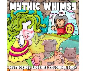 Mythic Whimsy: Cute Coloring Book for Adults & Teens Featuring Adorable Gods, Goddesses, and Mythical Creatures in Comfy Daily Activities for Relaxation