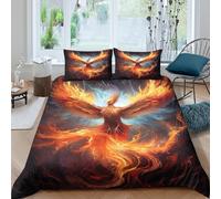 Mythical birdcopripiumino microfibra Set di 3 Pezzi stampa 3D con cerniera Fantasy fire phoenix_ Set Di Copripiumino con federe per cuscini aiosa for bambini e adolescenti Single（140x200cm）