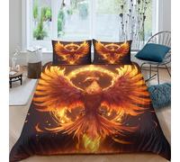 Mythical birdcopripiumino morbida Set di 3 Pezzi stampa di 3D cerniera nascosta Fantasy fire phoenix Set Di Copripiumino con federe per cuscini traspirante for adulti Super king（260x220cm）