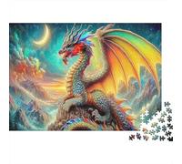 Mythical Creatures Puzzle 1000 Pezzi Drago nella Terra Fantastica Puzzle per Adulti Cartone Riciclato Rilassamento Anti Stress Decorazione Murale Regalo Ottima Idea Regalo